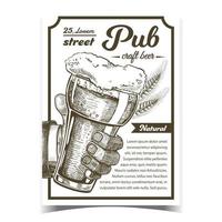 vetor de cartaz de publicidade de cerveja artesanal de pub