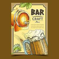 vetor de banner de publicidade de cerveja artesanal de bar