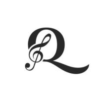 letra q logotipo da música. modelo de vetor de ícone de logotipo de podcast de símbolo dj