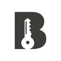 o logotipo da chave da letra b combina com a chave do armário de casa para modelo de vetor de símbolo de aluguel de imóveis e casas