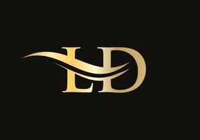 design de logotipo de carta ouro ld. design de logotipo ld com moda criativa e moderna vetor