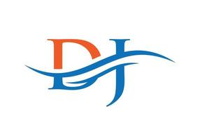 design de logotipo dj de letra vinculada inicial. vetor de design de logotipo dj de letra moderna