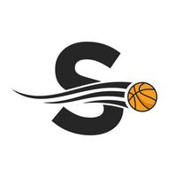 design de logotipo de bola de basquete da letra para modelo de vetor de símbolo de clube de cesta. elemento de logotipo de basquete