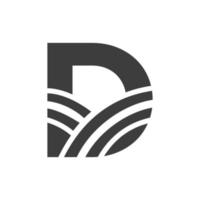 logotipo da agricultura no conceito de letra d. logotipo da fazenda baseado no alfabeto para padaria, pão, pastelaria, identidade comercial de indústrias domésticas vetor