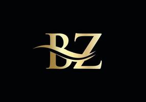 vetor de design de logotipo bz. design de logotipo de letra swoosh bz