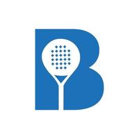 modelo de vetor de design de logotipo de raquete de padel letra b. símbolo do clube de tênis de mesa de praia