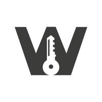 o logotipo da chave da letra w combina com a chave do armário de casa para modelo de vetor de símbolo de aluguel de imóveis e casas