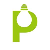 o logotipo elétrico da letra p combina com o modelo de vetor de ícone de lâmpada elétrica. lâmpada logotipo sinal símbolo