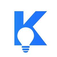 o logotipo elétrico da letra k combina com o modelo de vetor de ícone de lâmpada elétrica. lâmpada logotipo sinal símbolo