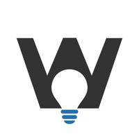 o logotipo elétrico da letra w combina com o modelo de vetor de ícone de lâmpada elétrica. lâmpada logotipo sinal símbolo