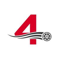 carro esporte carta 4 conceito de design de logotipo de reparo de carro automotivo com modelo de vetor de ícone de pneu de transporte