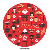 Ícones de vetor de cultura japonesa no círculo