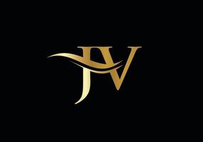 logotipo jv moderno para marcas de luxo. vetor de design de logotipo comercial de carta inicial jv