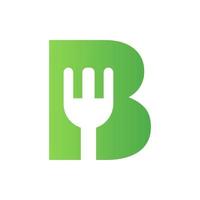 logotipo do restaurante letra b combinado com modelo de vetor de ícone de garfo