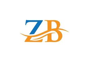 design de logotipo swoosh letter zb para negócios e identidade da empresa. logotipo zb de onda de água com moda moderna vetor