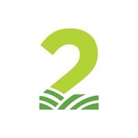 logo da agricultura da letra 2. logotipo agro farm baseado no alfabeto para padaria, pão, bolo, café, pastelaria, identidade comercial de indústrias domésticas vetor