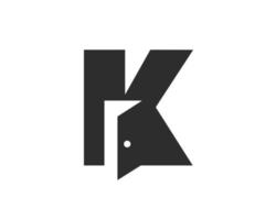 design de logotipo de porta letra k combinado com modelo de vetor de ícone de porta aberta mínimo