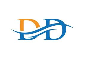 vetor de logotipo dd onda de água. design de logotipo swoosh letter dd para negócios e identidade da empresa