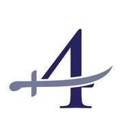modelo de vetor de logotipo de espadas de carta 4. ícone de espadas para símbolo de proteção e privacidade