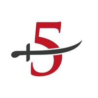 modelo de vetor de logotipo de espadas de carta 5. ícone de espadas para símbolo de proteção e privacidade
