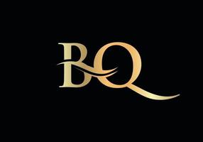 design de logotipo de letra swoosh bq para negócios e identidade da empresa. logotipo bq de onda de água com tendência moderna vetor