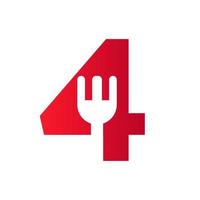 logotipo do restaurante carta 4 combinado com modelo de vetor de ícone de garfo