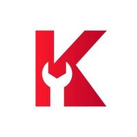 símbolo de chave inglesa letra k para imóveis, construção, modelo de vetor de logotipo de reparo de construção