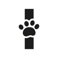 letra i logotipo de cuidados com animais de estimação, sinal de vetor de design de logotipo de cachorro e modelo de símbolo