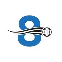 logotipo global da letra 8 combinado com ícone global, sinal de terra para modelo de identidade de negócios e tecnologia vetor