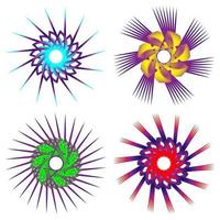 conjunto abstrato fractal espiral circular colorido vetor