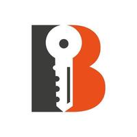 o logotipo da chave da letra b combina com a chave do armário de casa para modelo de vetor de símbolo de aluguel de imóveis e casas