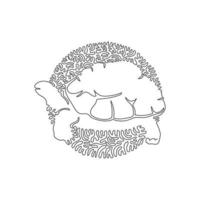 curva contínua um desenho de linha de arte abstrata de tartaruga fofa em círculo. ilustração vetorial de traço editável de linha única de excelentes animais de estimação carismáticos para logotipo, decoração de parede, decoração de impressão de pôster vetor