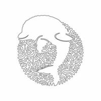 único desenho de linha encaracolado da arte abstrata do golfinho-nariz-de-garrafa. desenho de linha contínua ilustração vetorial de design gráfico de mamífero inteligente para ícone, símbolo, logotipo da empresa e clube de amantes de animais de estimação vetor
