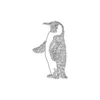 único desenho de linha encaracolado de arte abstrata de pinguins fofos. desenho de linha contínua ilustração vetorial de design gráfico de pinguins que não voam para ícone, símbolo, sinal, logotipo da empresa, arte de impressão boho vetor