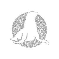 curva contínua, desenho de uma linha da arte abstrata exclusiva do leão-marinho em círculo. ilustração vetorial de traço editável de linha única de animais brincalhões para logotipo, decoração de parede e decoração de impressão de pôster vetor