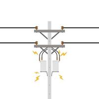 vetor de pólo elétrico quebrado. poste elétrico em fundo branco. espaço livre para texto. copie o espaço.