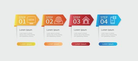 modelo de fluxograma infográfico vetorial com ícones e 4 opções ou etapas vetor