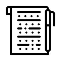 folha de exame com ilustração de contorno vetorial de ícone de caneta vetor
