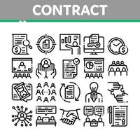 vetor de conjunto de ícones de elementos de coleção de contrato