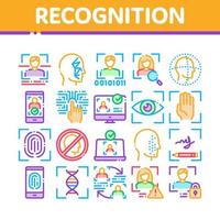vetor de conjunto de ícones de elementos de coleção de reconhecimento