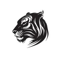 ícone de vetor mínimo de cabeça de tigre. ilustração isolada do predador. silhueta de mascote de animal selvagem.