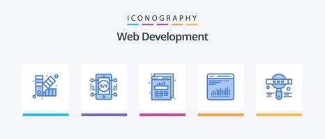 pacote de ícones azul 5 de desenvolvimento web, incluindo encontrar. diagnóstico. gráfico. gráfico. gráfico. design de ícones criativos vetor