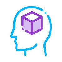 figura do cubo no ícone do vetor da mente da silhueta do homem