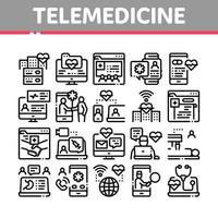 vetor de conjunto de ícones de coleção de tratamento de telemedicina