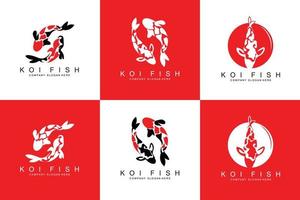 design de logotipo de peixe koi, vetor de peixes ornamentais, produto de marca de ilustração de ornamento de aquário