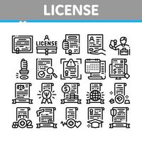 conjunto de ícones de coleção de certificados de licença ilustrações vetoriais vetor