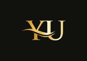 logotipo yu moderno para marcas de luxo. vetor de design de logotipo comercial de carta inicial yu