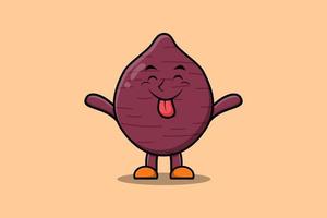 personagem de batata-doce bonito dos desenhos animados com chamativo vetor