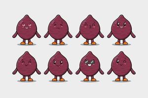 definir expressões de desenhos animados de batata-doce kawaii vetor