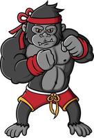 personagem de desenho animado de lutador de gorila forte vetor